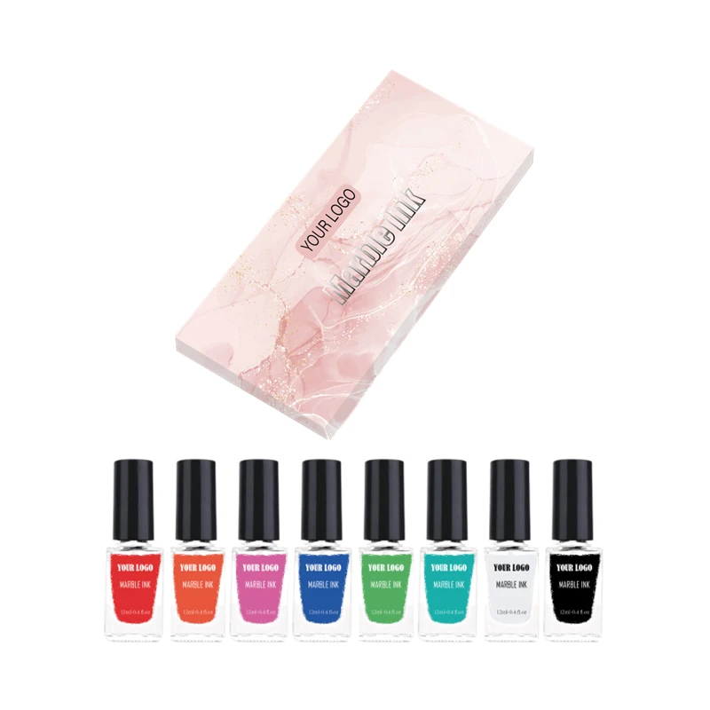 Create your own brand nail art salon Marble Watercolor Ink colors blooming gel polish kit  for nail art design