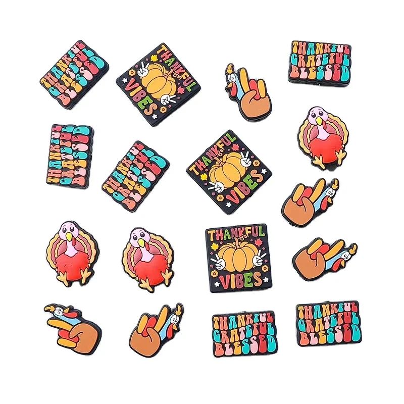 Thankful Vibes Thanksgiving Turkey Silicone Focal Beads Baby Teething Chewable Diy Beads Silicone Charms Beads For Pens