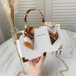 ZX-YL0185 Fashion Pu Leather Crossbody Bags 2022 Crossbody Bag Women Silk Scarf Chain Handbags For Women