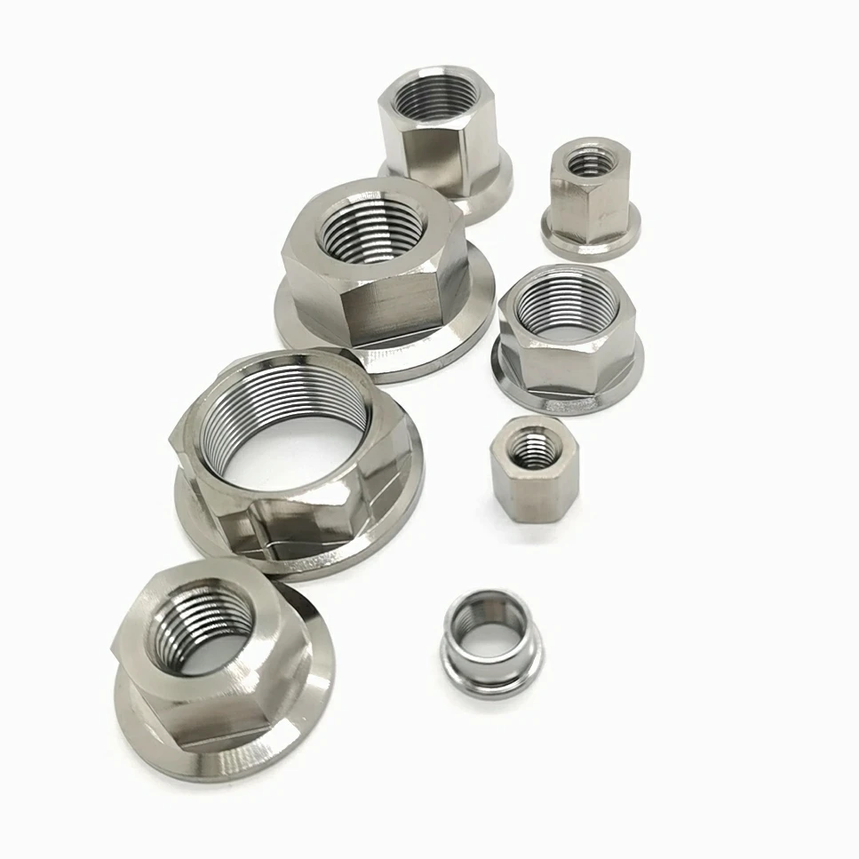 China  supply  Precision  titanium flange  nuts M6 M8 M10 M4 M12 CNC process machining  turning  and milling service