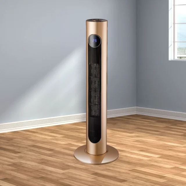 2000W Oscillation Tower Heater PTC Heating Element Mechanical Switch Portable/Desk/Freestanding Living Room Ventilation Lighting