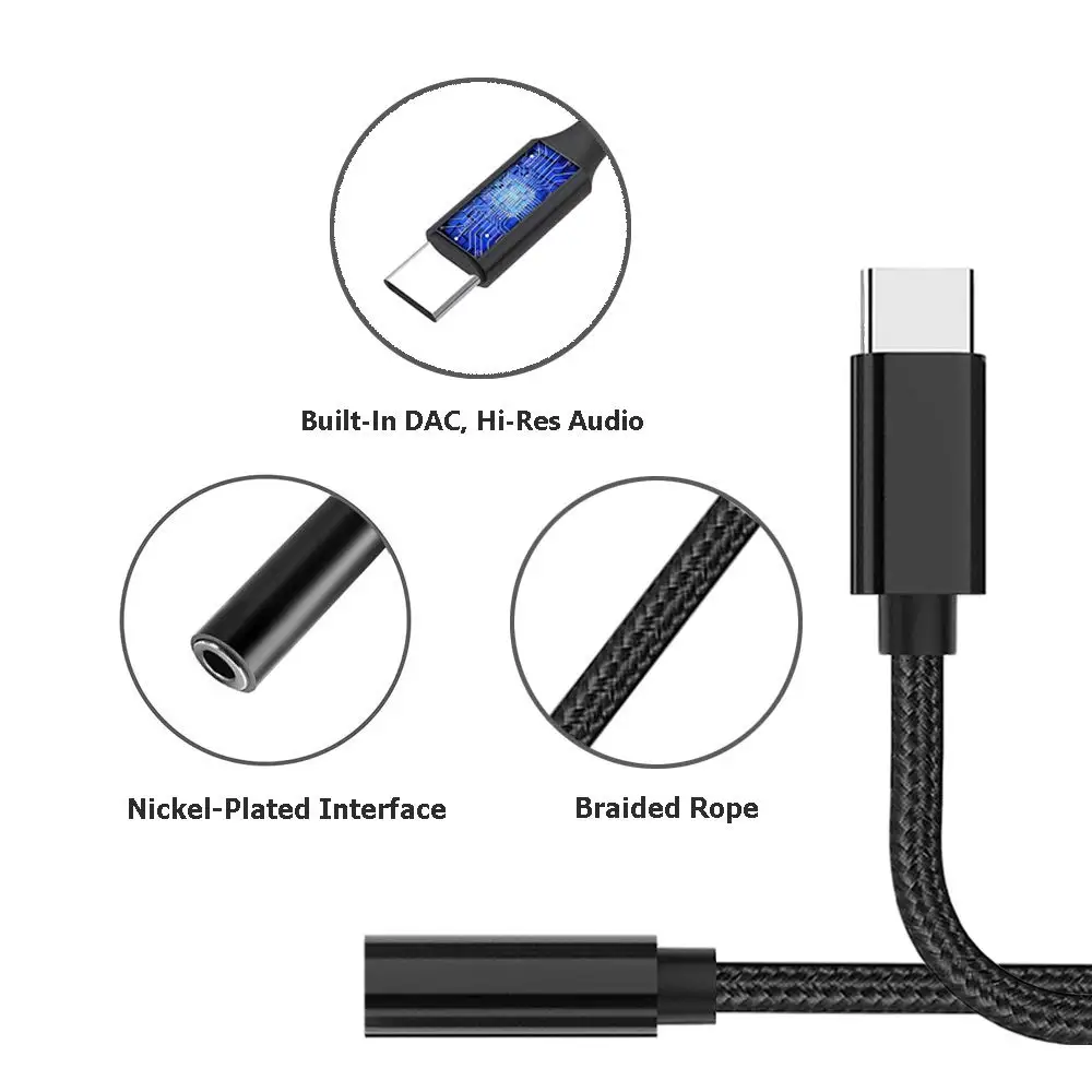  USB-C до 3 5 мм разъем AUX Кабель-адаптер с разъемом USB Type-C для DAC 24bit высокого разрешения цифровой