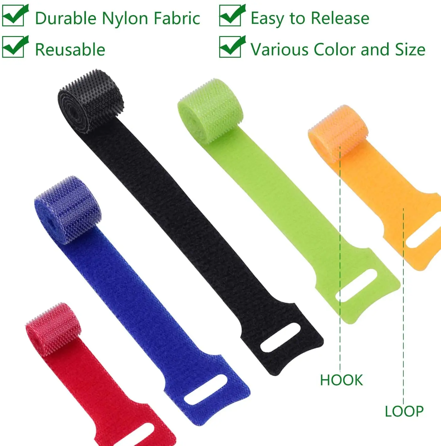 Lingu Hook And Loop Tapes Nylon Tie Wraps Reusable Cable Ties Velcroes