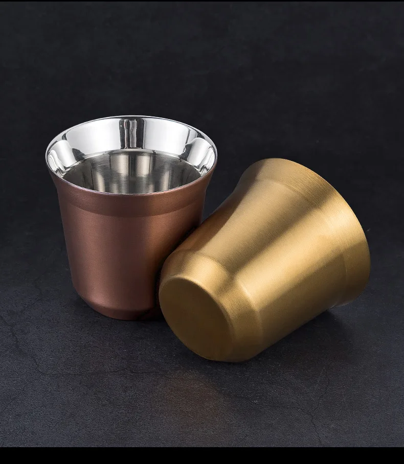 Metal Espresso Cup Wholesale Double Wall Stainless Water Bottle Double Layer Reusable Water Tea Coffee Cup Whiskey Milk Mugs
