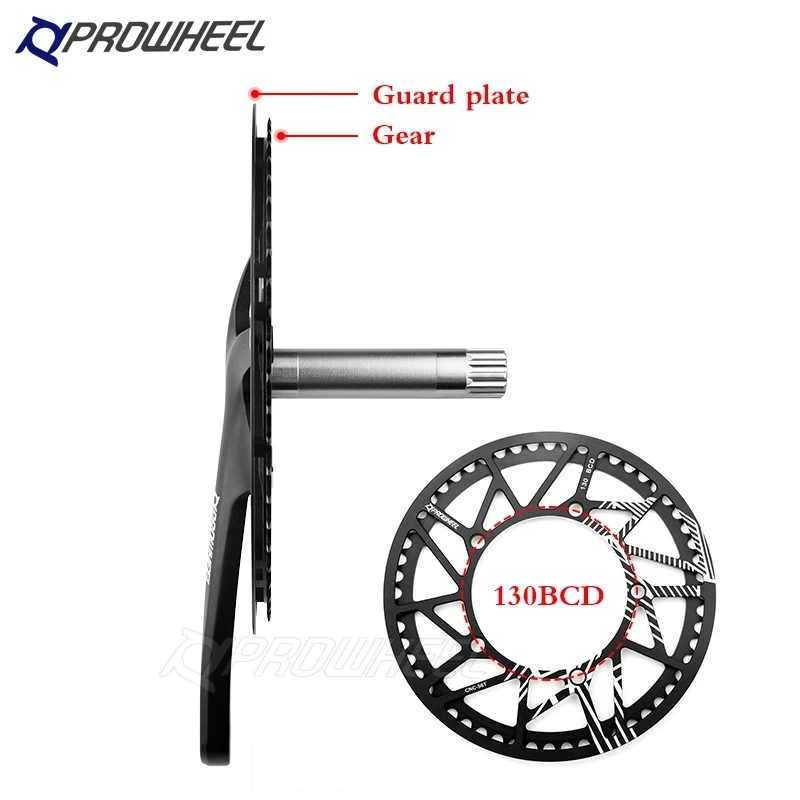 Prowheel 130BCD Crank Sprocket 170mm Crank 56Y 58Y 60Y Chainrings with Bottom Bracket Folding Bicycle CrankSet BMX Crank