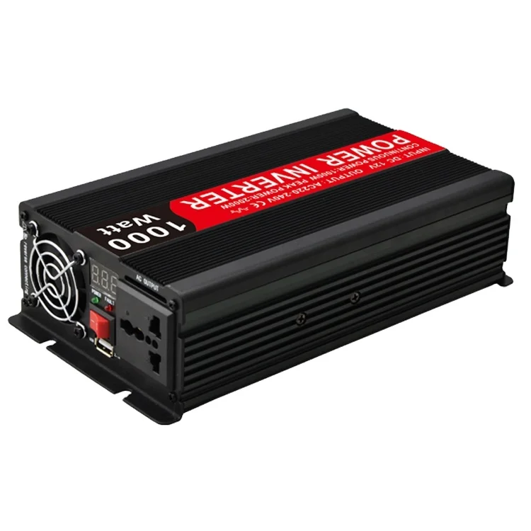 Factory Direct Sale 1KW DC To AC 12V 220V Black 1000 Watt Power Modified Sine Wave Inverter With Socket USB Port OEM Accepted