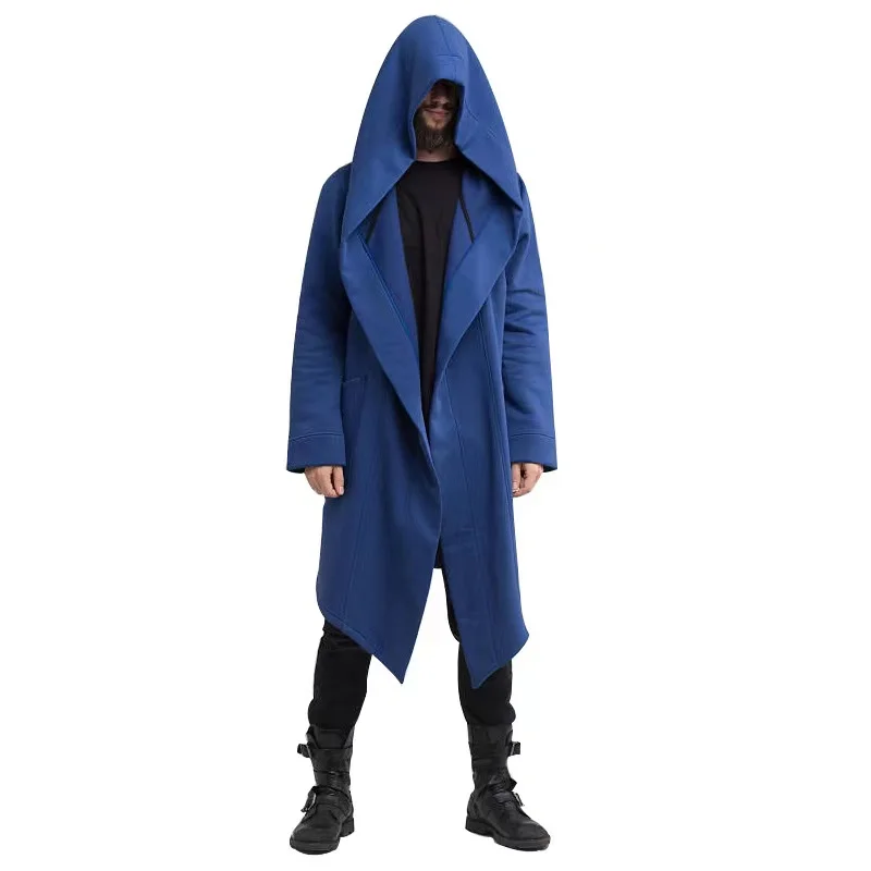 wholesale fashion men japanese style hooded long cardigan windbreaker european cape cloak long coat jackets
