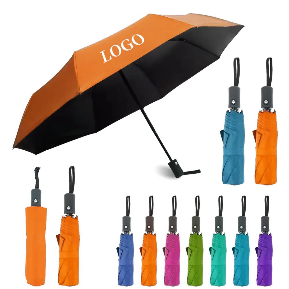 Customized foldable designer travel promotional wind proof umbrella sunshade custom with logo printing three folding umbrella