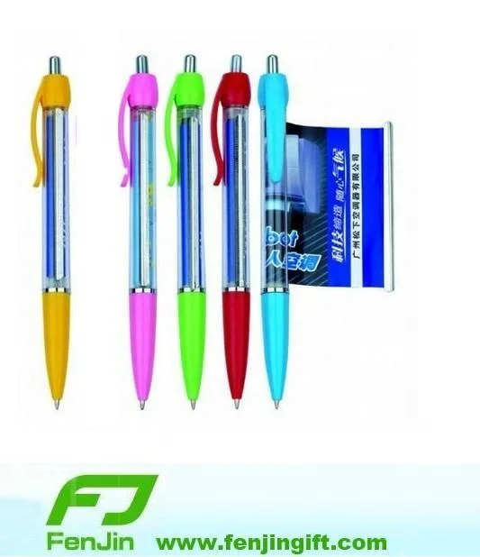 China factory custom make ball pen with pull out paper cheap plastic promotional ballpoint pen with print paper