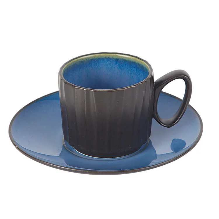 European modern solid color glazed matte ceramic cappuccino cup and saucers bubble tea cup porcelain