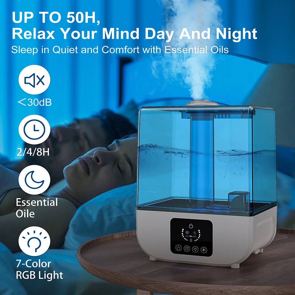 Air Humidifier Cool Mist Indoor Home Water Diffuser Oil Humidifier Large Capacity 5L for Large Room