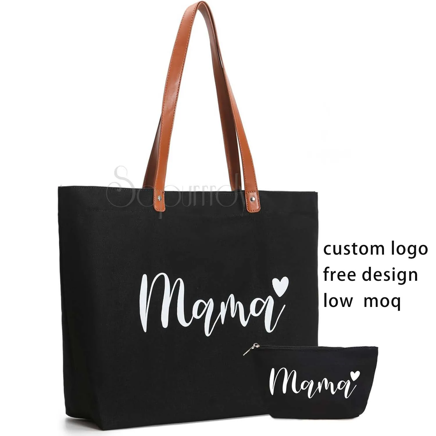 Custom Logo Lady Tote Bag Reusable Grocery Shopping Bags High Quality Organic Cotton Bag Mothers Day Gifts From kids