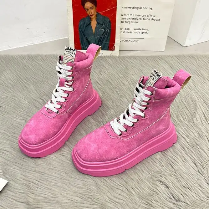 2021 new style Vintage design fashion ladies Martin boots colorful winter shoes