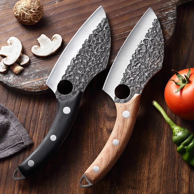 Хит продаж профессиональный кованый нож ручной работы с деревянной ручкой кухонный для мясника