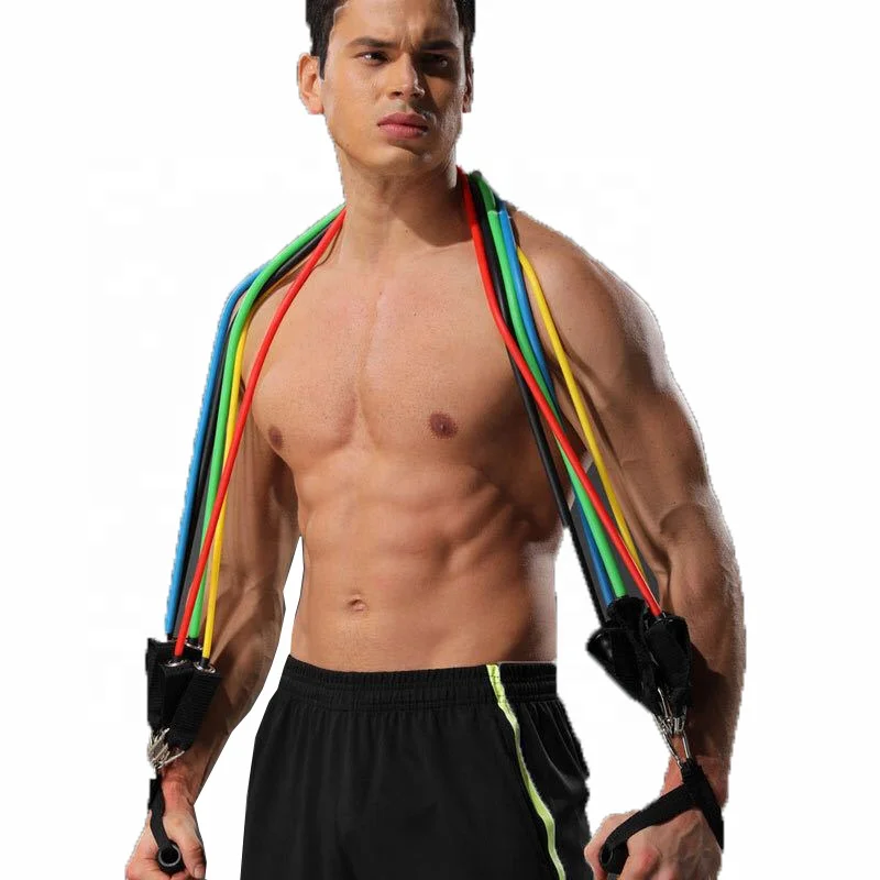 11 Piece/Set Elastic Pull Rope Fitness Resistance Band Latex Belt Tension Rope for Yoga Pilates Exercise Sports Home Gym