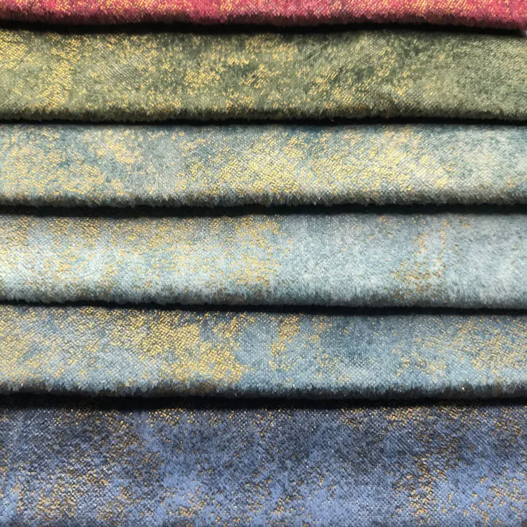 Home Textile Holland Velvet Glue Embossed Velvet Upholstery Fabric For Sofa