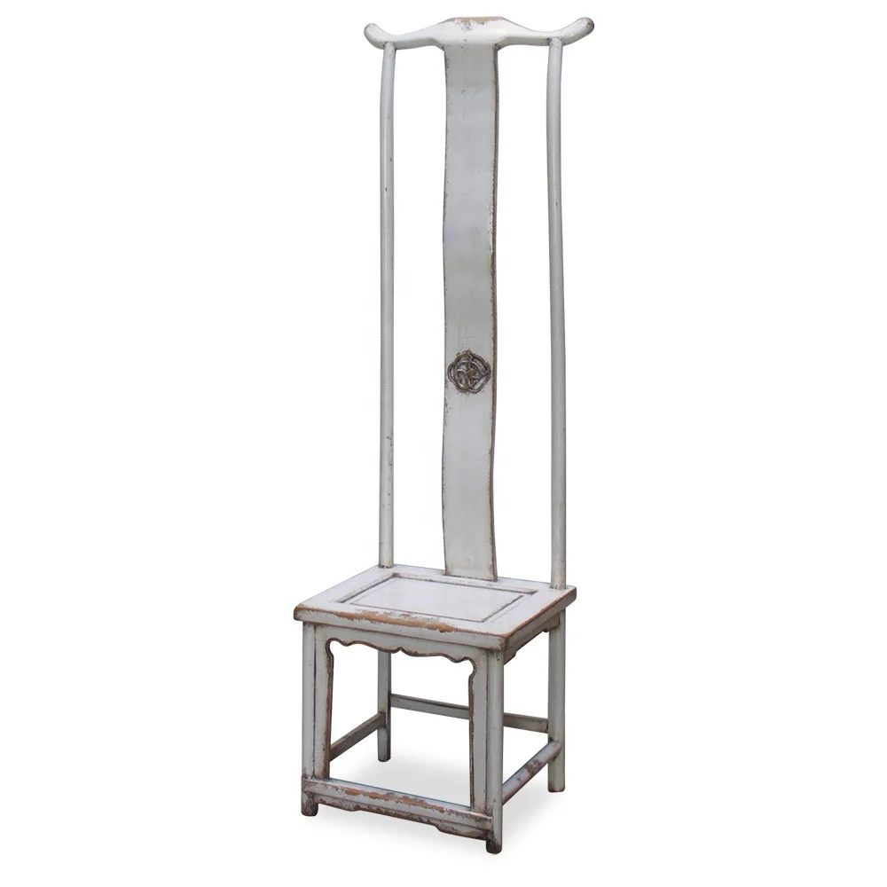 Chinese style antique classic high back kitchen restaurant solid wood hand painted dining chair