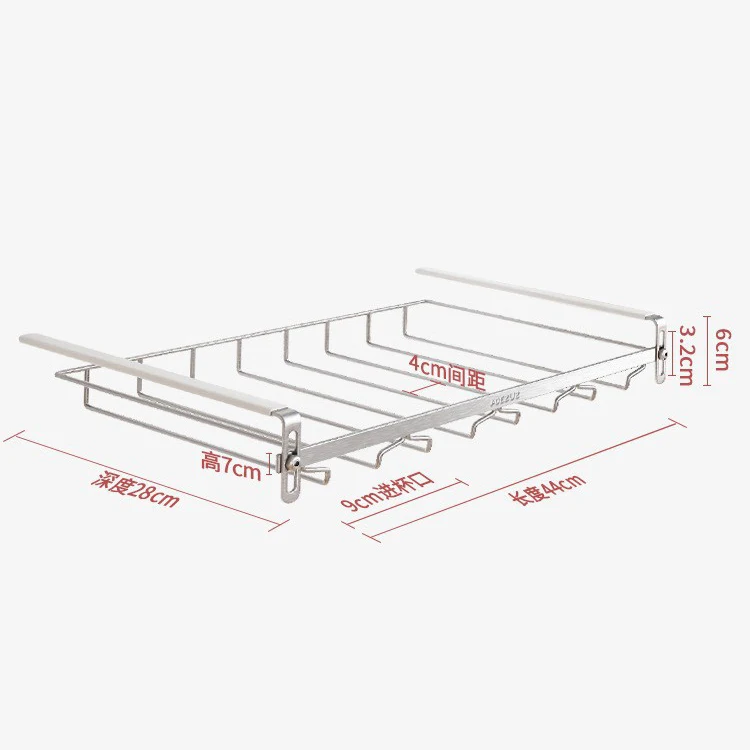 304 stainless steel cabinet no punch wine glass holder adjustable hanging wine glass organizer hanging cup holder shelf