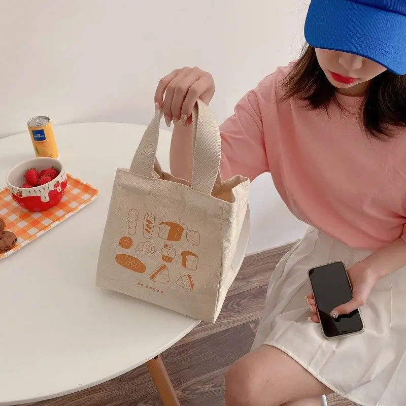 Wholesale New Fashion Portable Recycled Organic Cotton Canvas Mini Small Tote Bag  With Custom Printed logo
