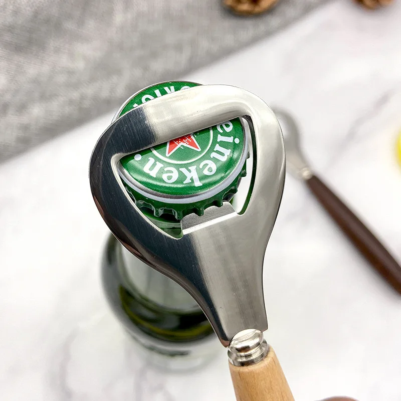 Engravable Beer Bar Corkscrew Party Gift Promotion Advertise Wooden Handle Opener