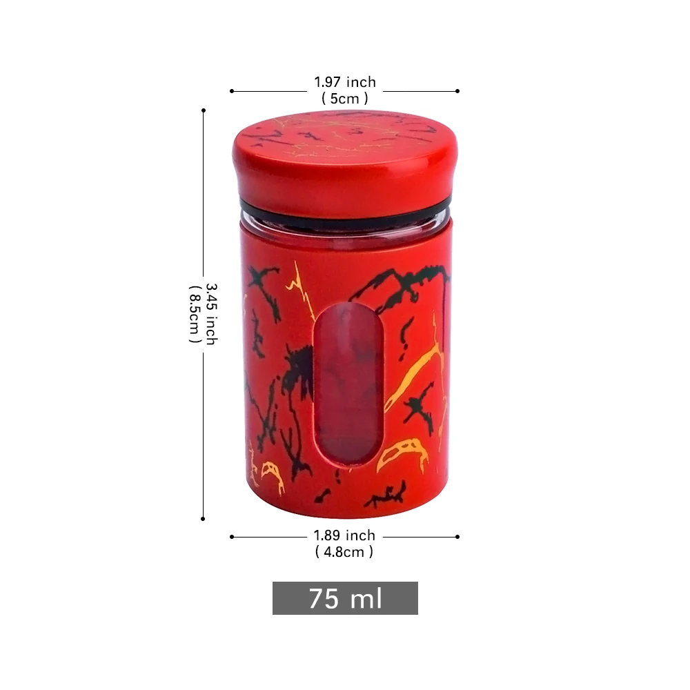 75ml Round Glass Seasoning Bottle with Plastic Cover Glass Spice Jar with Clear Window Empty Salt Bottle