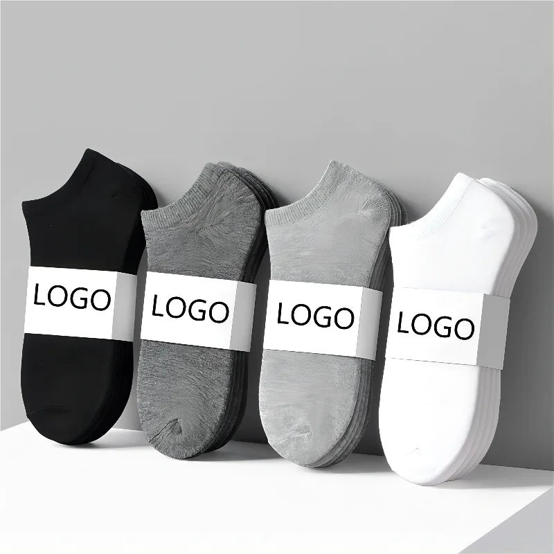 Wholesale Manufacturer Men Cheap Customized Logo Design Cotton Ankle No Show Solid Color Size Summer Socks