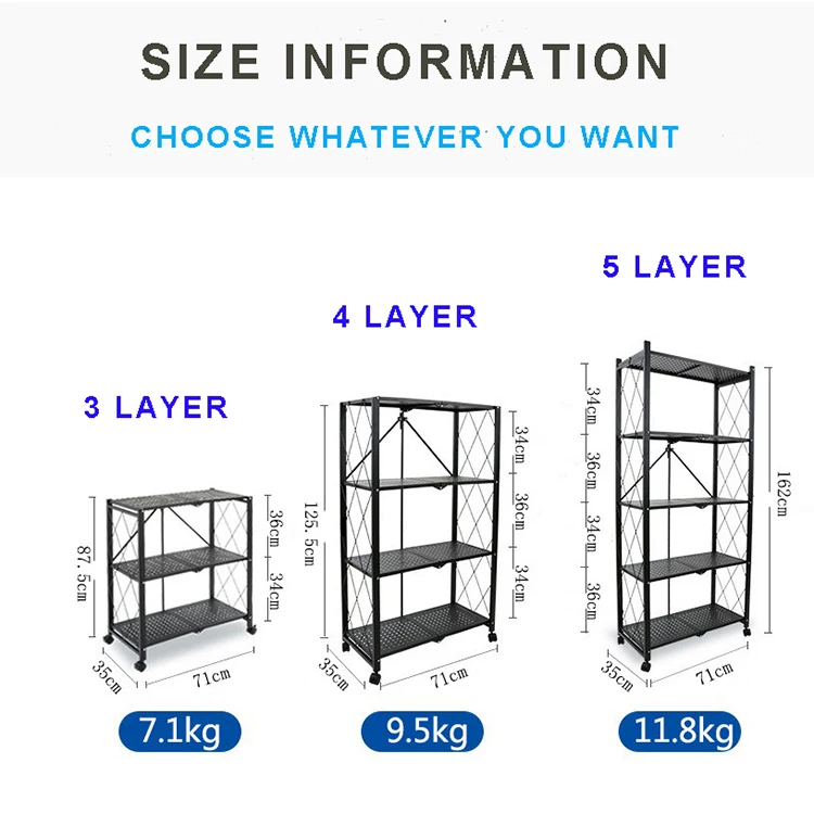 Space Saving Furniture Kitchen Organiser 3 4 5 Tier White Black Rolling Cart Wire Shelving Unit Metal Shelf Storage Display Rack