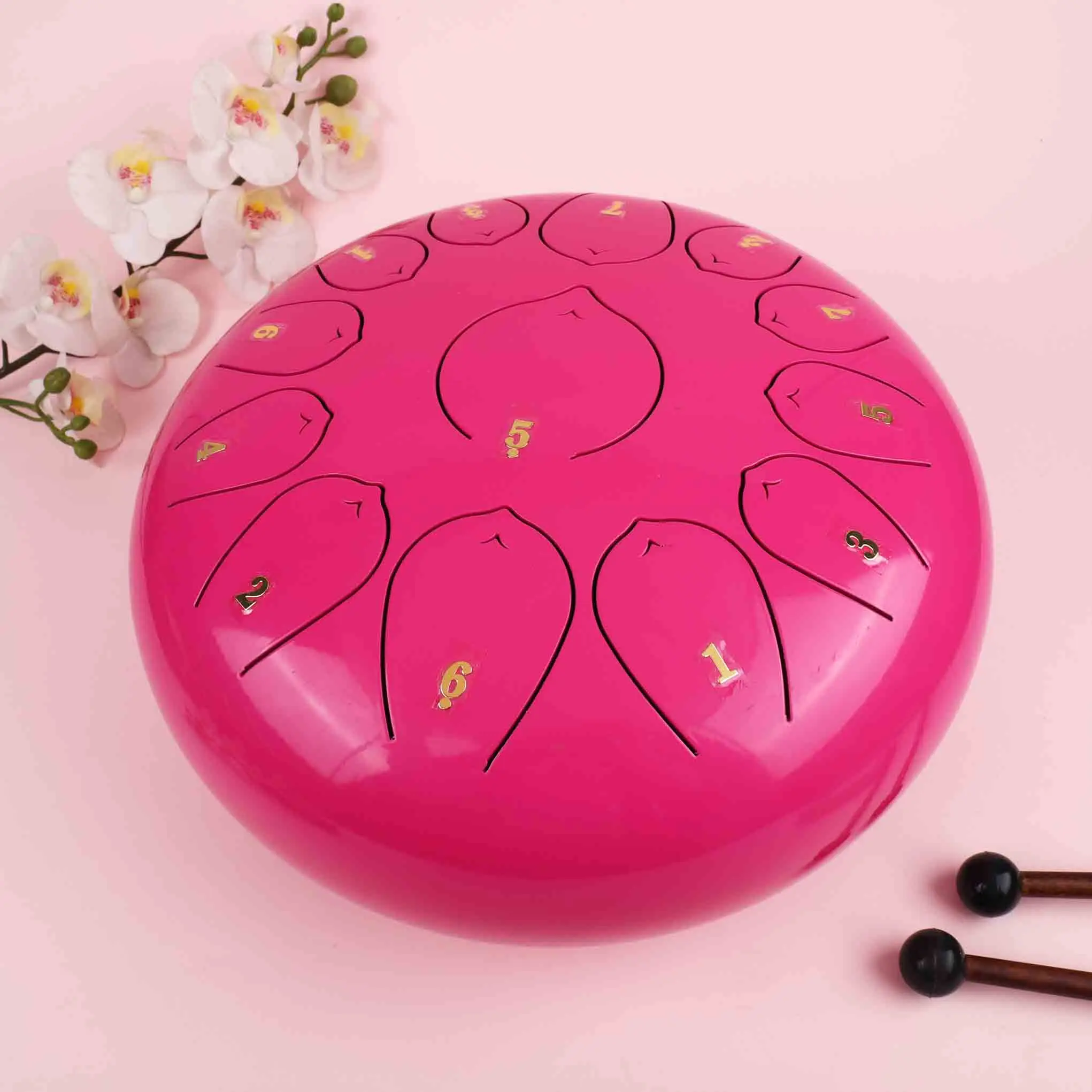 SUXINRU Supply high quality and low price pink 12 inches 13 tone Tank Handpan  drum toy  Steel tongue drum