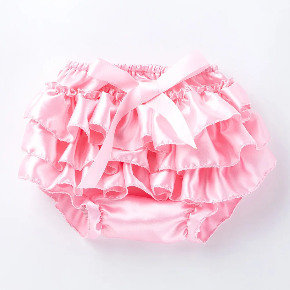 Newborn Baby Clothes Cute Flower Patterns Satin Children Underwear Baby Diaper Cover Ruffle Bloomers For Girls