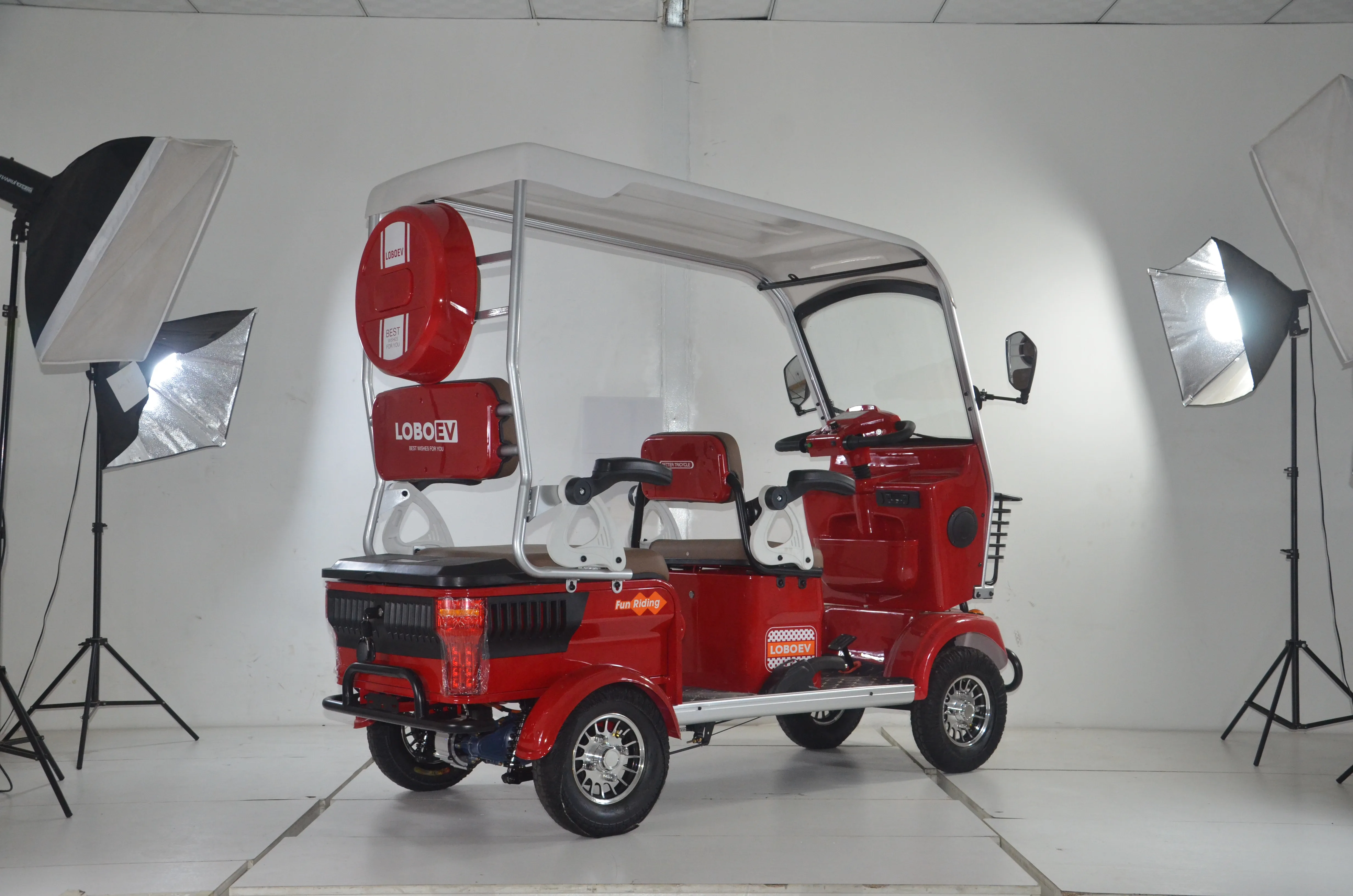 800W 1000W 1500W Drum Brake 60V 20AH 4 Wheels Mini Sightseeing Bus Electric Tricycles Vehicles for 3 Adult Passengers