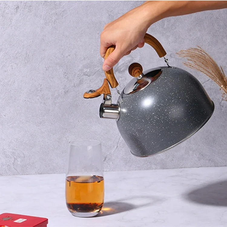 Hot Sales 2.5L Black Stainless Steel Kettle with Wood Handle for Gas and Induction Electric Cooker for Water Heating