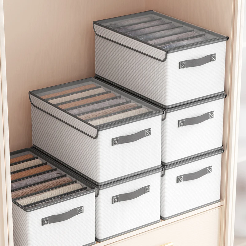 Drawer Storage Box Stackable Fabric Wardrobe Clothes Dividers Sock Underwear Organizer for Pants Jeans Portable Storage Cube