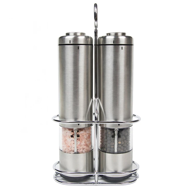Amz Hot Stainless Steel Battery Operated Electric Salt and Pepper Grinder Set