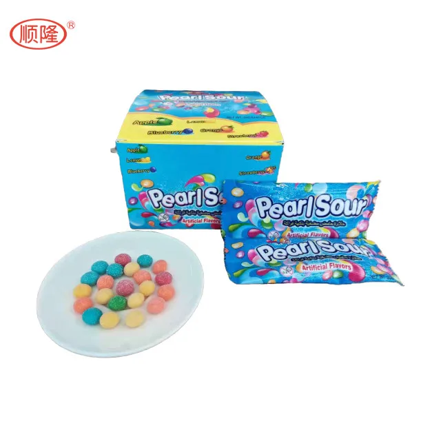Super Sour Colorful syrup chewy candy sweet rainbow soft candy bean with Acid powder