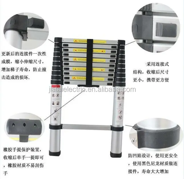 Customized aluminum step ladder Telescopic Extension Retractable Folding Stairs Ladder