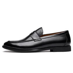 Mens Casual Business Shoes 100% Genuine Leather with Clemence  Brush-off Mens Driving shoe Slip-On loafers