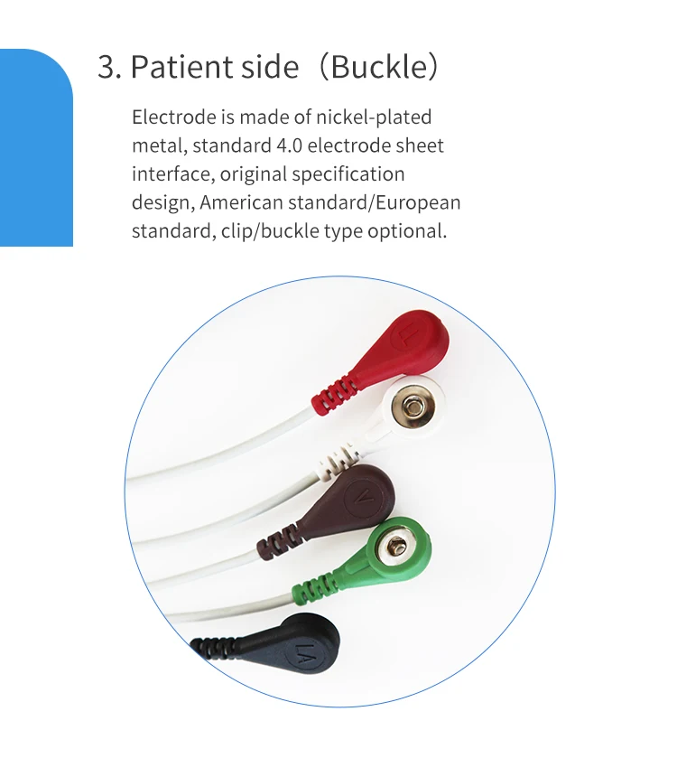 Custom Electrode Medical Snap Button 10 6 3 Lead ECG Cables