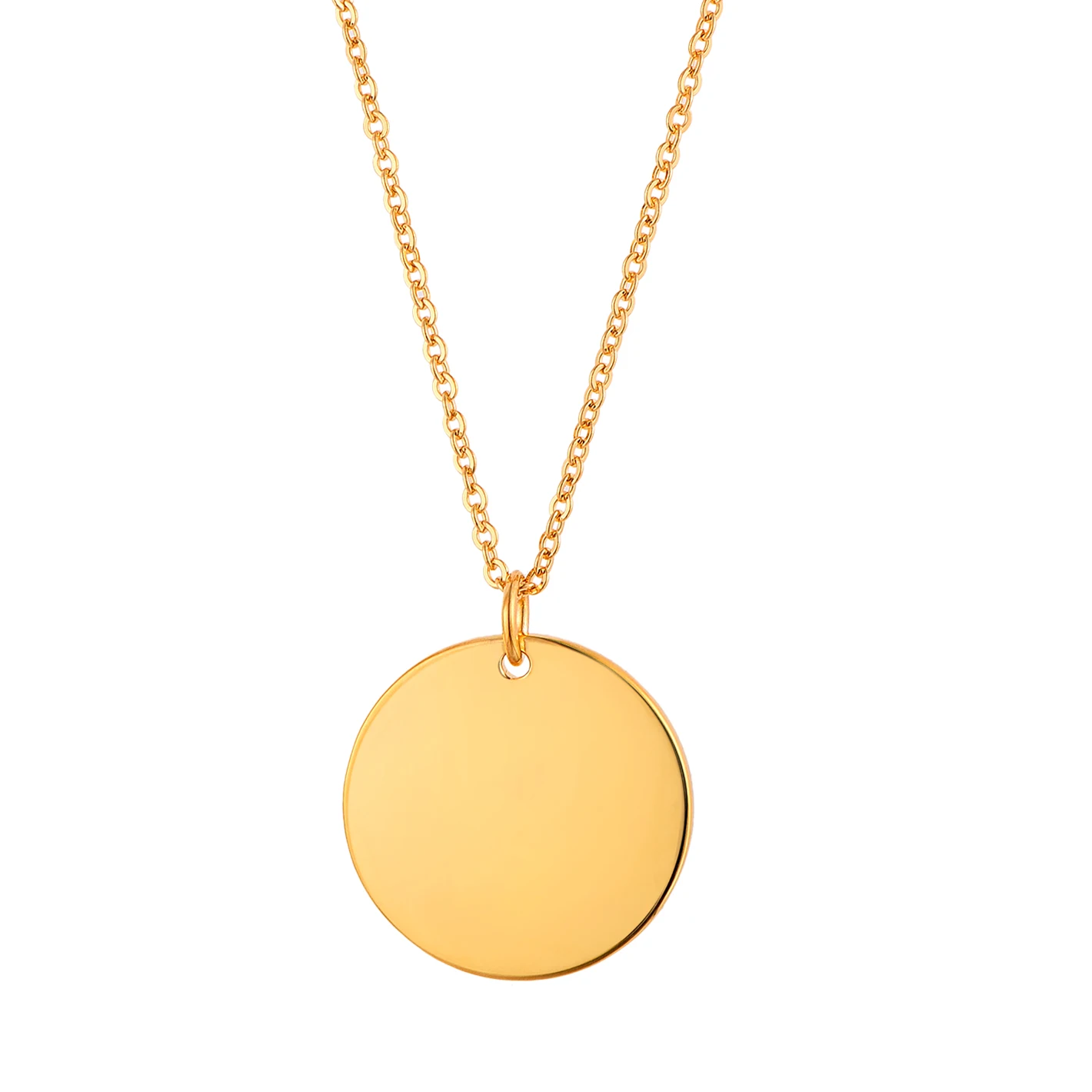 Blank Disc Pendant Custom Necklace 925 Silver 14K 18K 24K gold plated Round Coin Pendant Necklace wholesale jewelry fine jewelry
