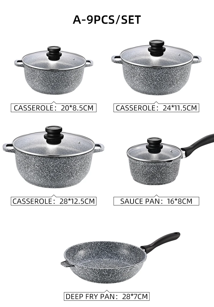 10 Pcs  Aluminum Kitchenware Set With Heat Resistant Painting Eco-friendly Color Ceramic Cooking Pan And Pot Set