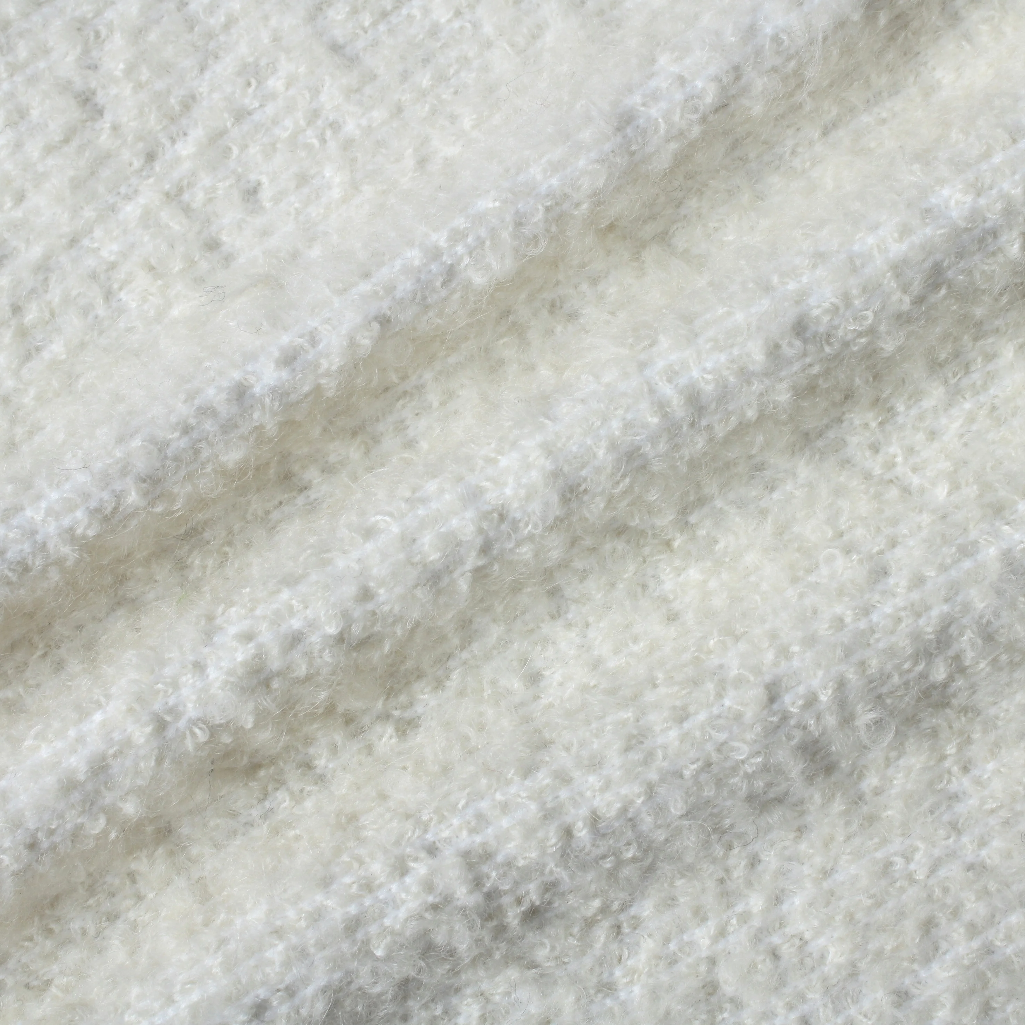 Wholesale Factory Stretch Soft Warmful Pure White Mohair Wool Loop Fancy Yarn Jacquard Alpaca Tweed Clothing Furniture Fabric