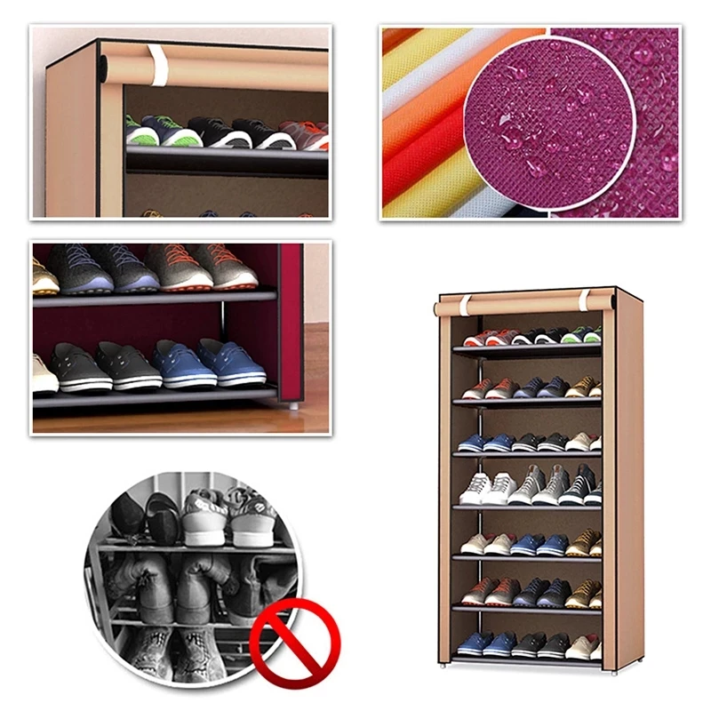 4/5/6/8Tiers Standing Shoe Cabinet Home Storage Shoe Organizer Fabric Shoe Racks with Nonwoven Dustproof