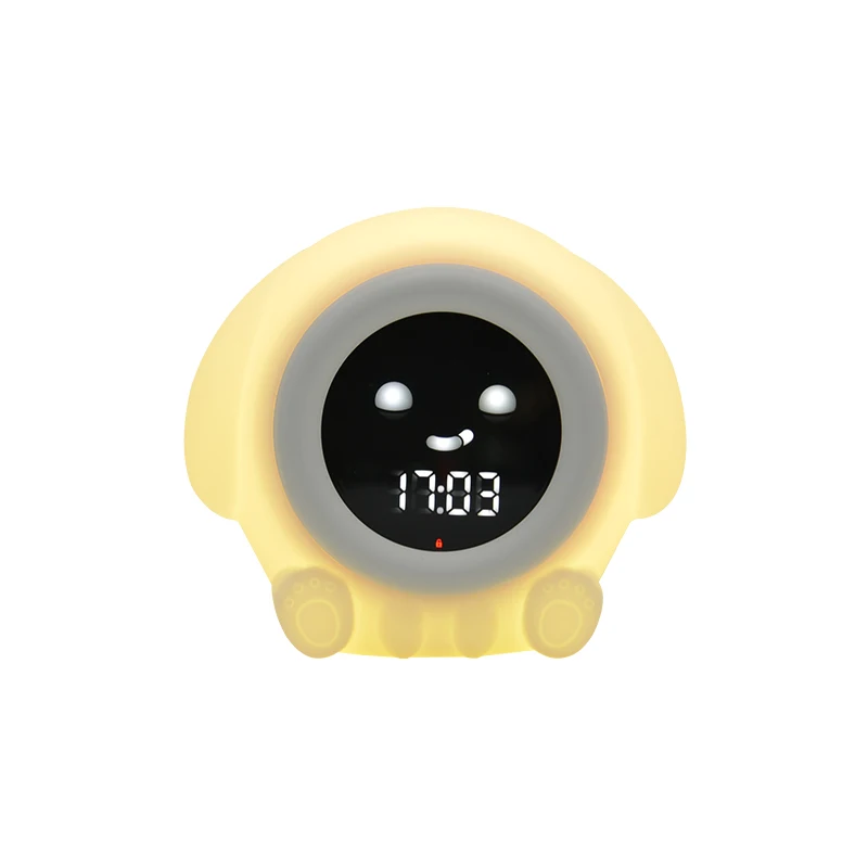 Silicone night light with white noise machine puppy clock bedroom for children baby nursery soothing gift night lamp for kid
