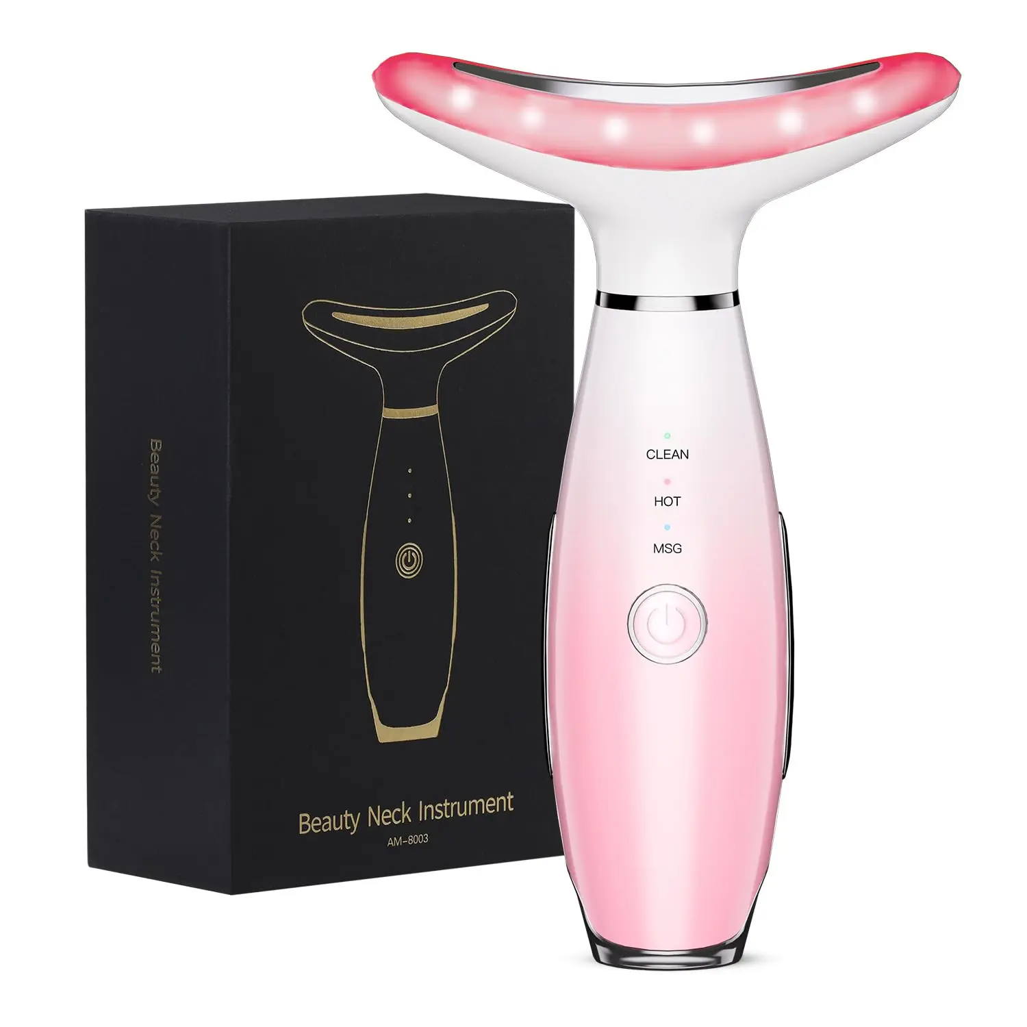 Mini Handheld LED Light Therapy Massager for Facial Neck Anti-Aging Wrinkle Skin Lifting U Shape Uplifting Device with USB Plug