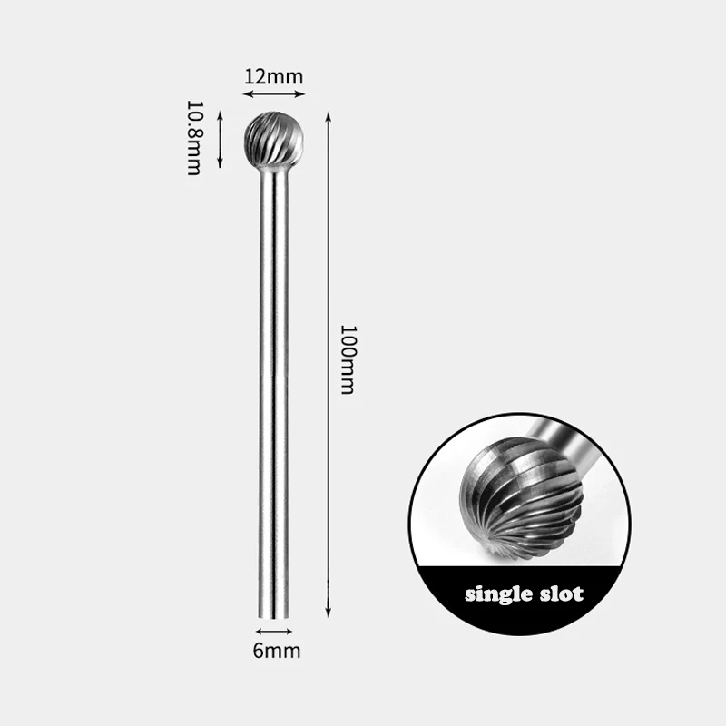 Tungsten Steel Carbide Extended handle Round Ball Shape Cutter Rotary Burr For Cutting Tools