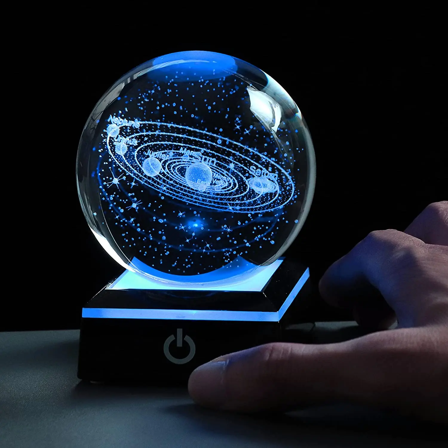 2022 New Crystal Ball 3D Solar System Crystal Ball LED Colorful Lighting Touch Base Easter Religious Gifts for Crystal Ball