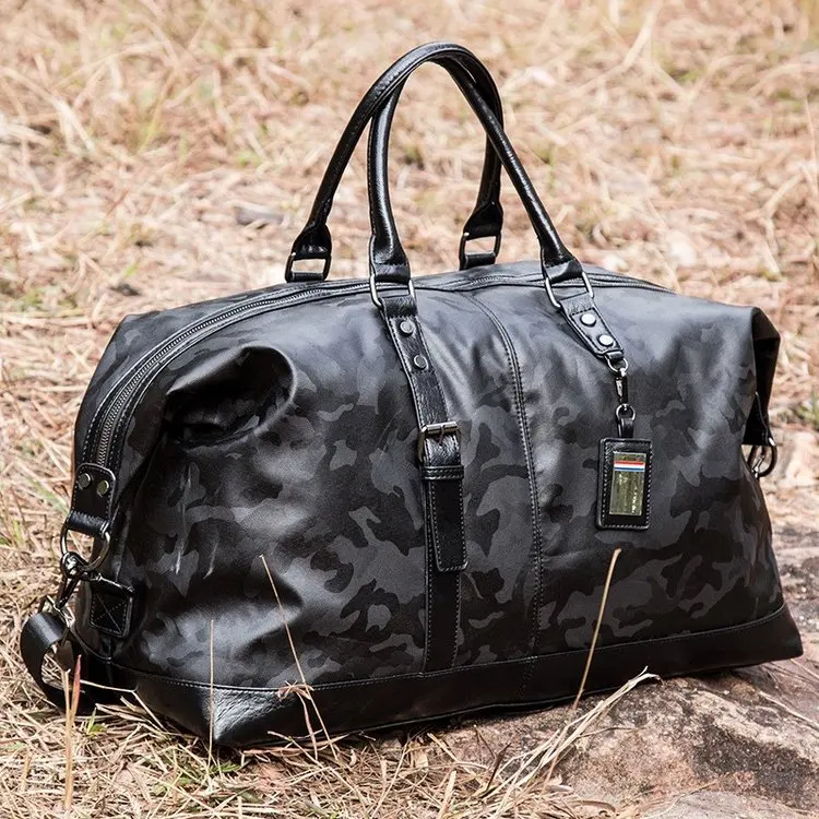 
High Quality Custom Mens Leather travel tote duffel shoulder bag PU Leather luggage bag travel luggage 