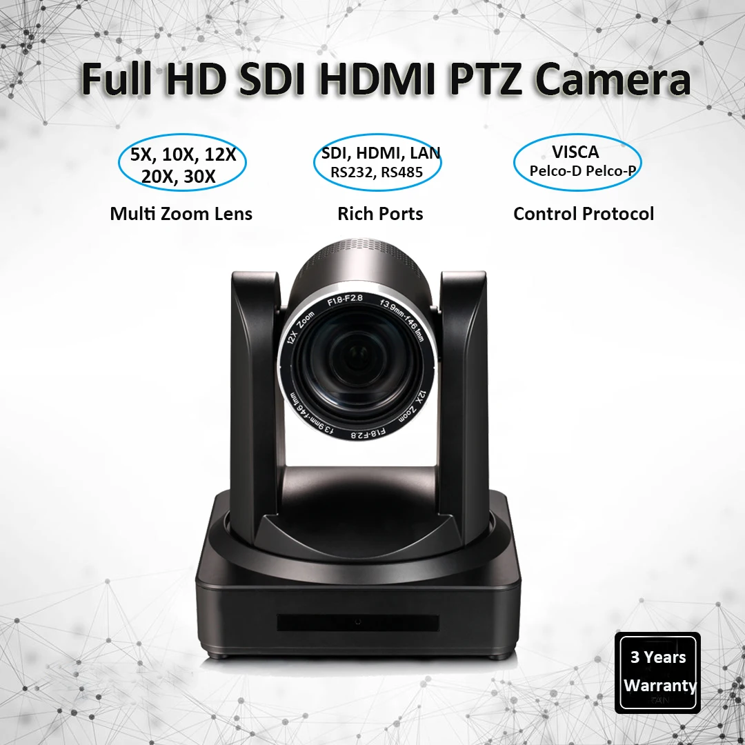 Large Room 30X Optical Zoom 65.1 View Angle PC TV Monitor PTZ Camera for Live Streaming Lecture Video Conferencing