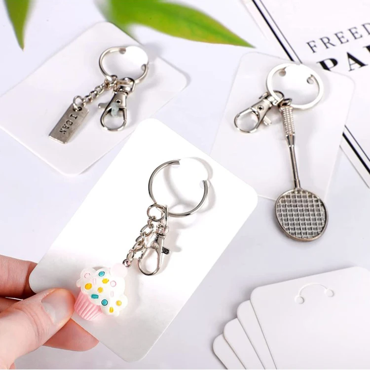 Jewelry Keychain Cards Holder for Display Keyring Necklace Packaging Supplies Blank Cards Art Paper Offset Printing Custom JDT