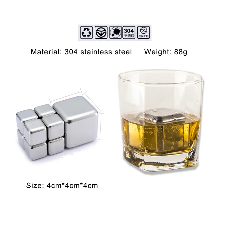 Beeman Reusable Chilling Whiskey Stones Stainless Ice Cube Chilling Rocks