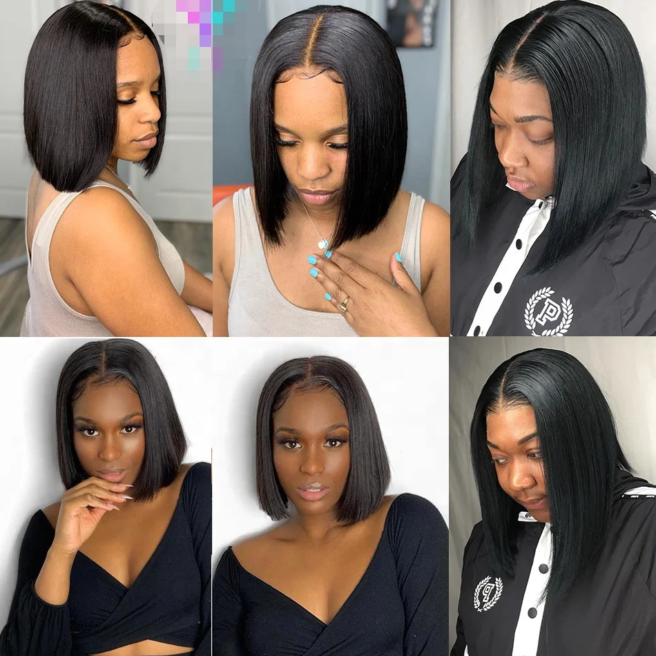 Cheap Price Short Bob Human Hair Wig,8inch-14inch Wholesale Mink Brazilian Hair Wig,4x4 Closure Short Bob Wigs For Black Women
